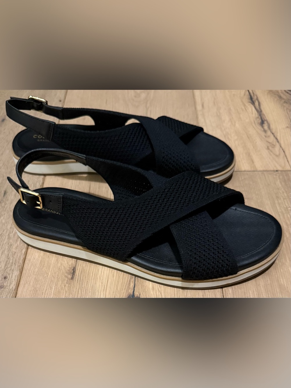 Cole Haan Women’s Black Knit Crisscross Slingback Sandal